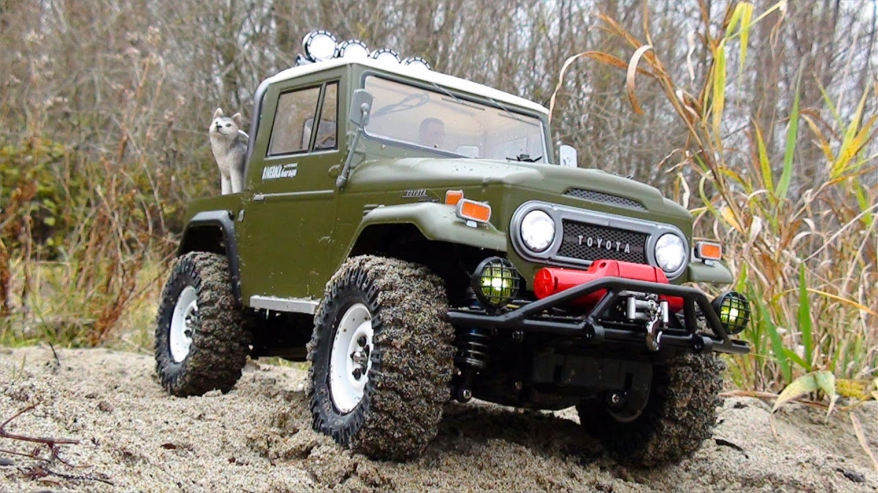 Tamiya CC-01 Toyota Land Cruiser on a cloudy day in late autumn