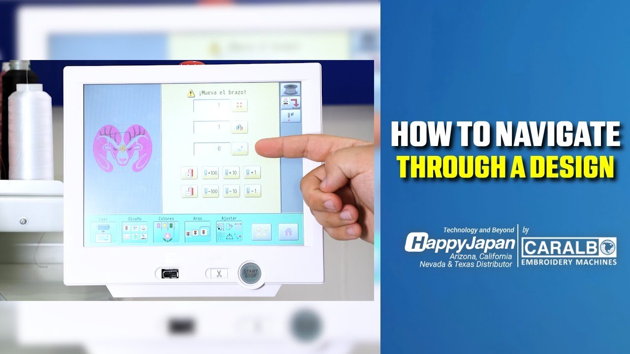 How To Navigate a Design On a HappyJapan Embroidery Machine