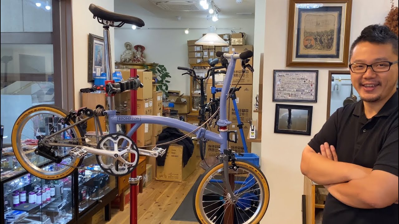 Our customer's Brompton Cloud Blue S2EX Super Light model is