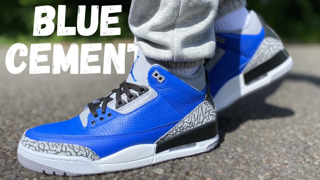 Nike Air Jordan Retro 3 Wizards White Blue Cement Gray Grey Mens