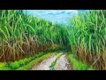 油絵】【サトウキビ畑の空】 #油絵 #手書き #アート #絵画販売 #絵画