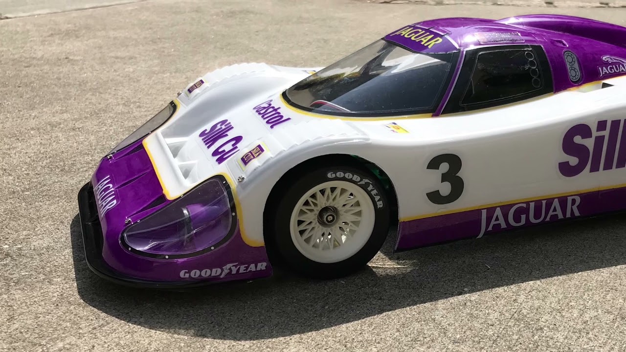 Tamiya Jaguar XJR-12 in Silk Cut colours - YouTube