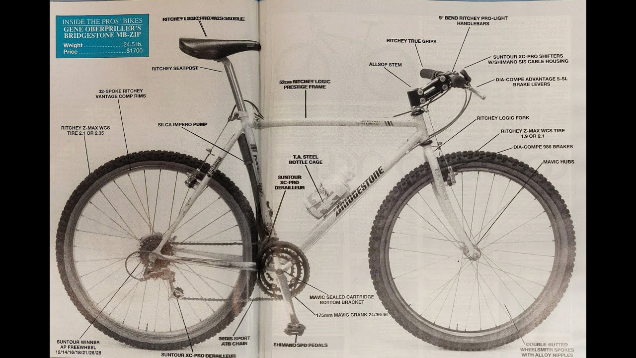 Bridgestone MB-0 Zip, Suntour XC-Pro and Mavic from the 90's - YouTube