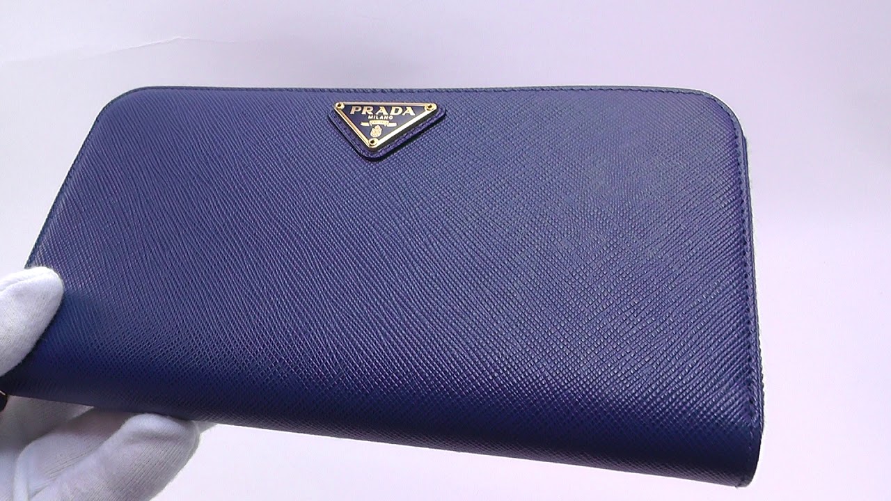 プラダ PRADA 長財布 ラウンドファスナー サフィアーノ 1ML506 ブルー