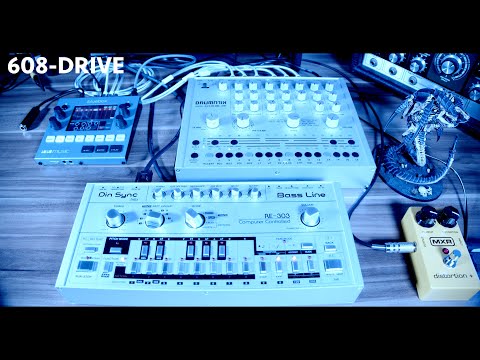 608-DRIVE (DinSYNC RE-303, Acidlab DRUMATIX and MXR-104 Distortion
