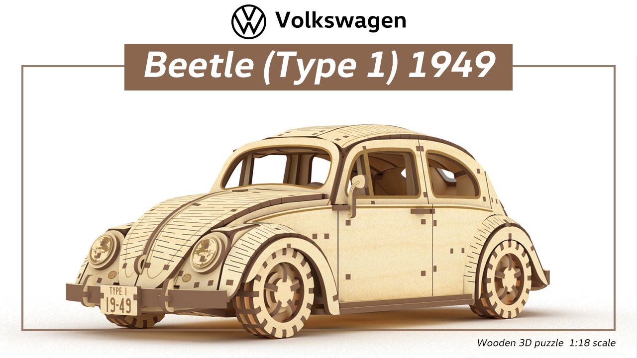 Wooden Art wa-gu-mi Volkswagen Type 1 Beetle Puzzle (Launch on