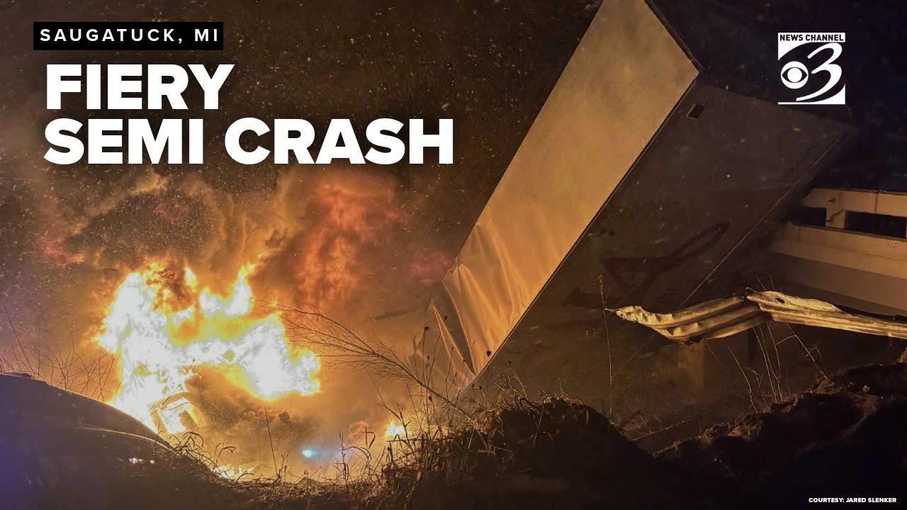 Driver injured after semi-truck crashes through I-196 overpass