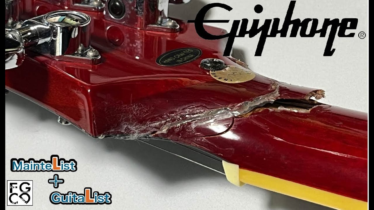 強引に修理されたネックを再修復して綺麗にしました/ Epiphone Les