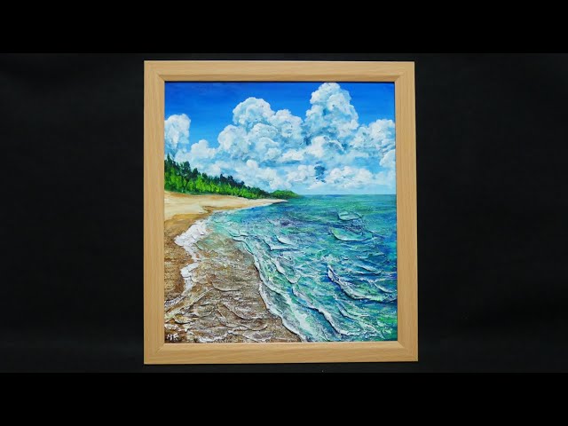 油絵】【真夏の海と砂浜】 #油絵 #手書き #アート #絵画販売 #絵画 #絵