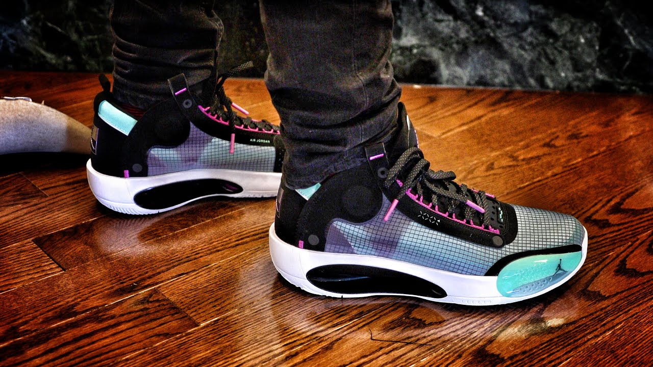 Nike Air Jordan XXXIV Blue Void Jordan 34 Sneaker Unboxing and On