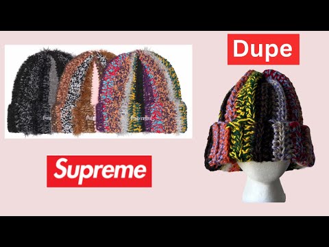 SUPREME Beanie Dupe DIY | How to Crochet A Tinsel Stripe Beanie