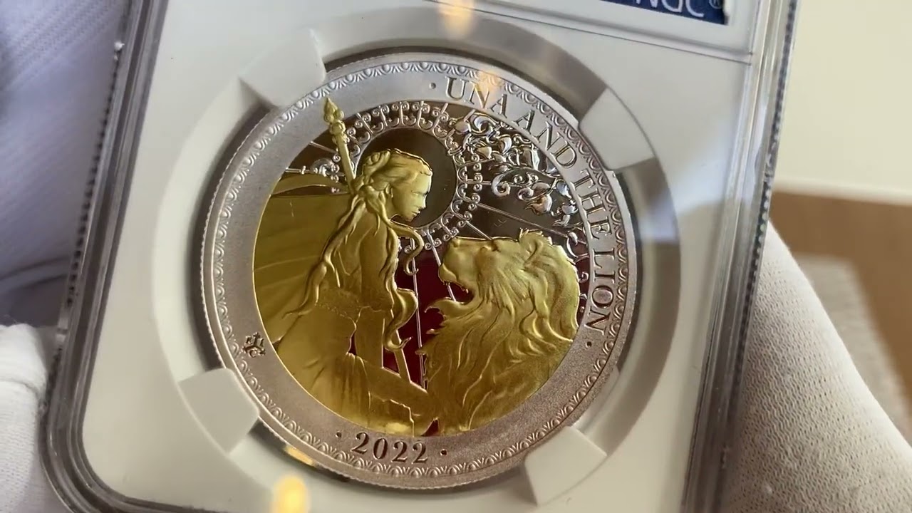 NGC鑑定PF70】 2022年 ウナとライオン Gilt・GOLD PLATE版 セントヘ