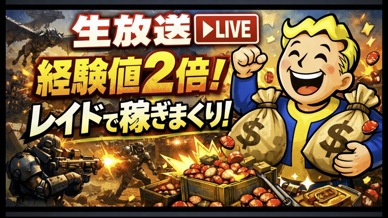 Fallout76生放送】レイド・経験値2倍 稼ぎまくり Samurai2948】【初見