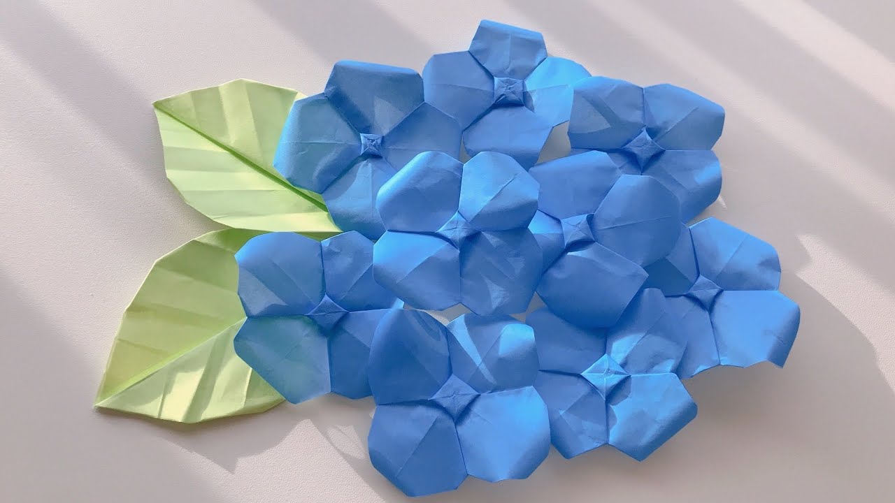 折り紙】紫陽花の折り方 【Origami】Hydrangea - YouTube