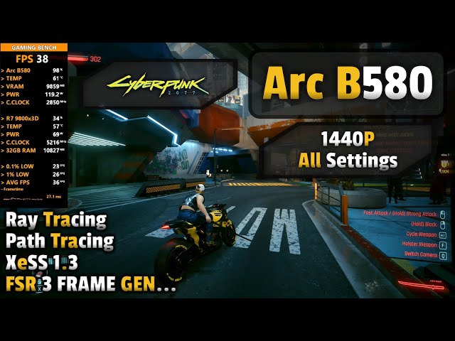 Cyberpunk 2077 - Arc B580 - 1440p All Settings - Ray Tracing On
