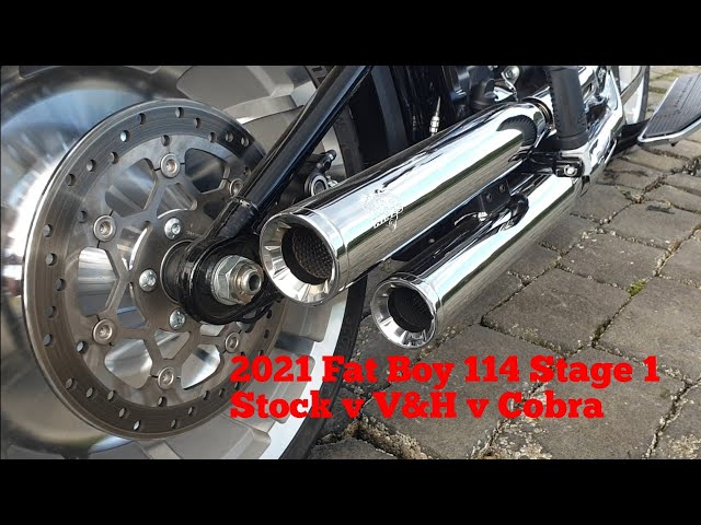 2021 Fat Boy 114 Stage 1 Comparing stock pipes v V&H Eliminator