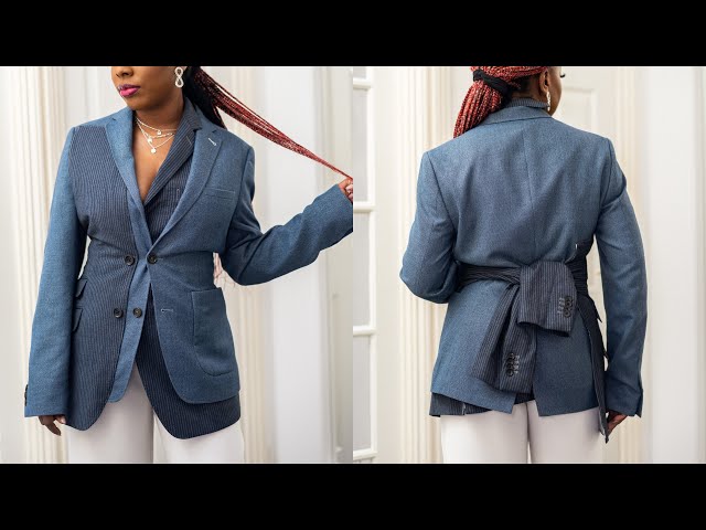 THRIFT FLIP // DIY Double Breasted Blazer From Men's Blazer - YouTube