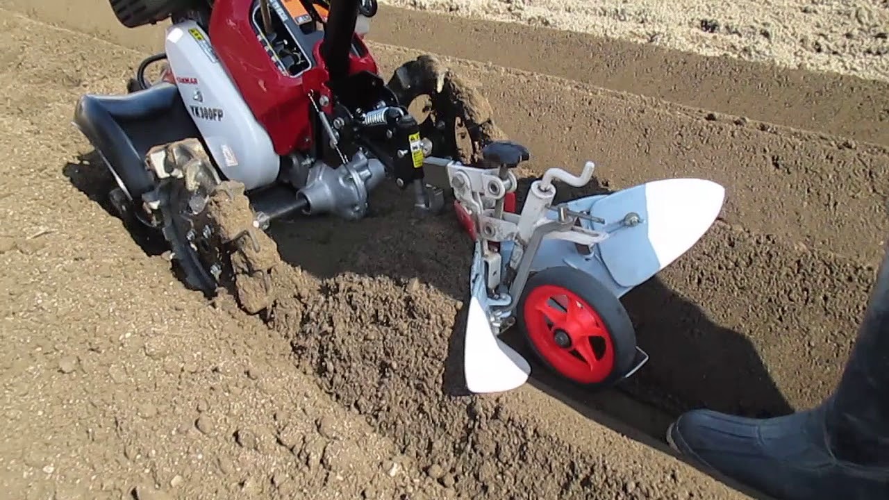 ミニ耕うん機アタッチメント YK300FP＋ミニアポロ培土器Bプラス - YouTube