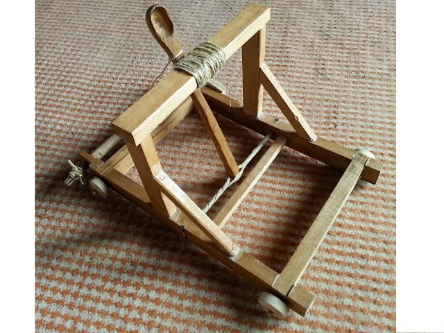 Small scale catapult (homemade) - YouTube
