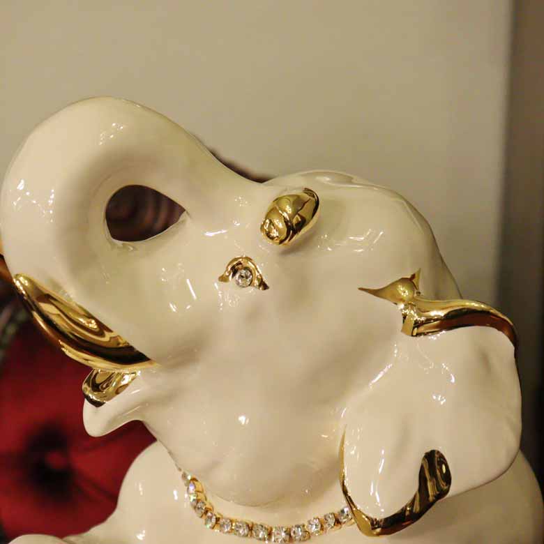 イタリア ゾウ AHURA 陶器 置物 オブジェ 風水 縁起物 エレファント