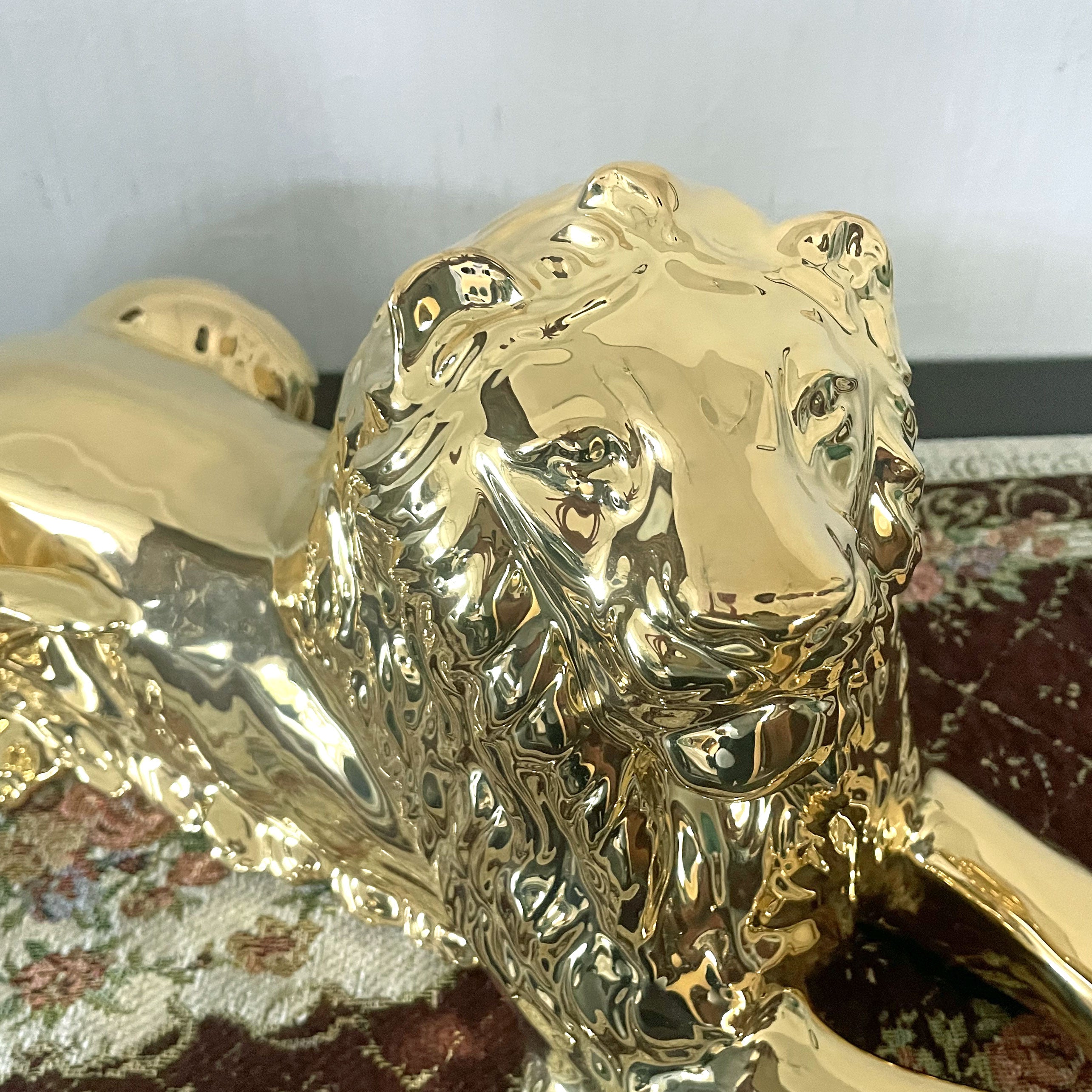 イタリア ライオン AHURA 陶器 置物 オブジェ 風水 縁起物 獅子