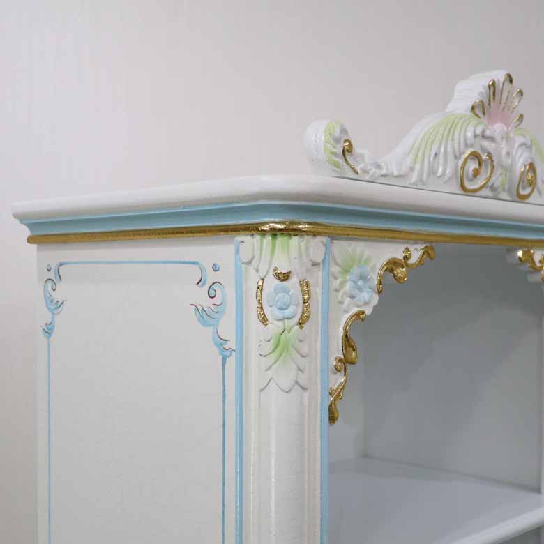 ロココ ブックケース 本棚 オープンキャビネット 白家具 – 輸入家具の