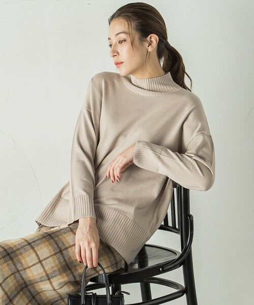 セール】 しっとりシアバター加工ハイネックニットプルオーバー