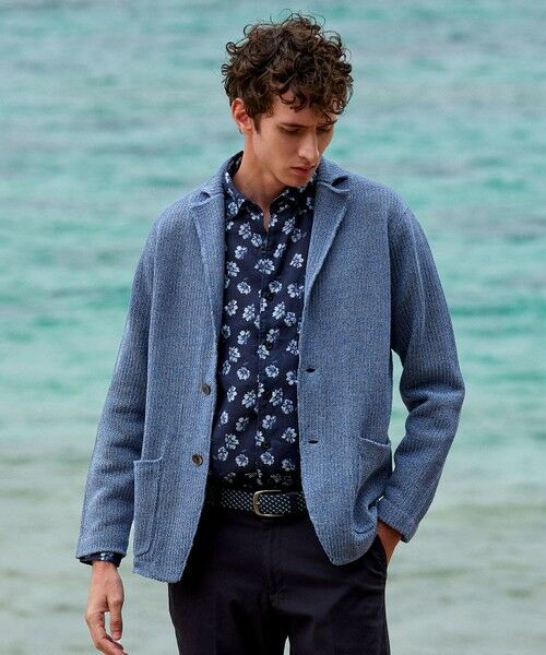 キングサイズ・洗える】ストローヤーン ニット ジャケット