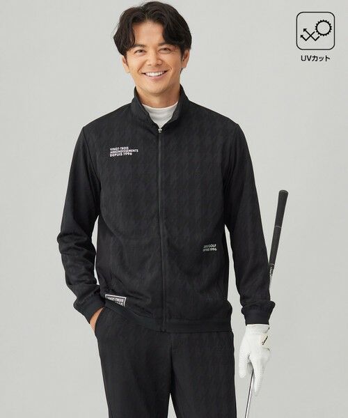 セール】 【MEN】【UVカット】千鳥ジャカードニットブルゾン