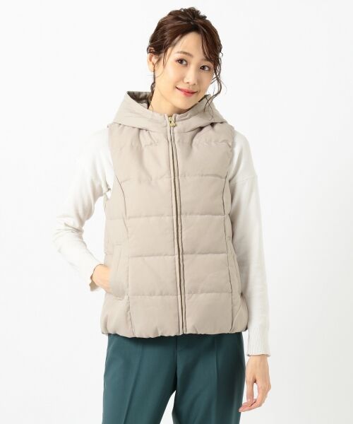 セール】 【洗える】サージツイルフード ダウンベスト （ダウン