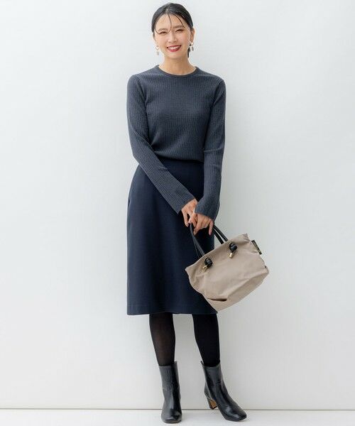 セール】 【洗える】ウールライクカルゼ タイト スカート （ミニ・ひざ