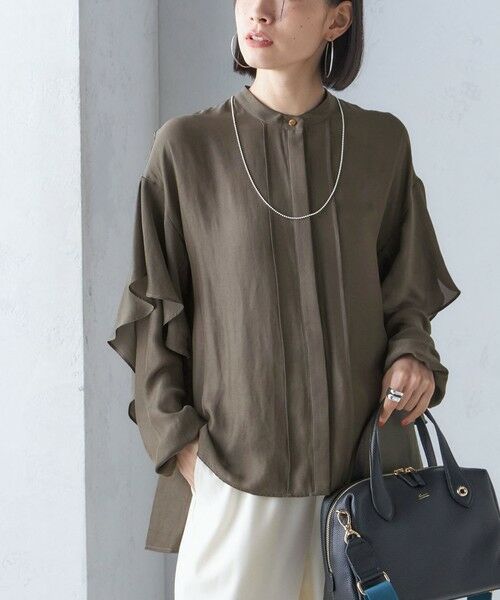 セール】 〈手洗い可能〉ドライ ツイスト 袖 ラッフル ロング スリーブ