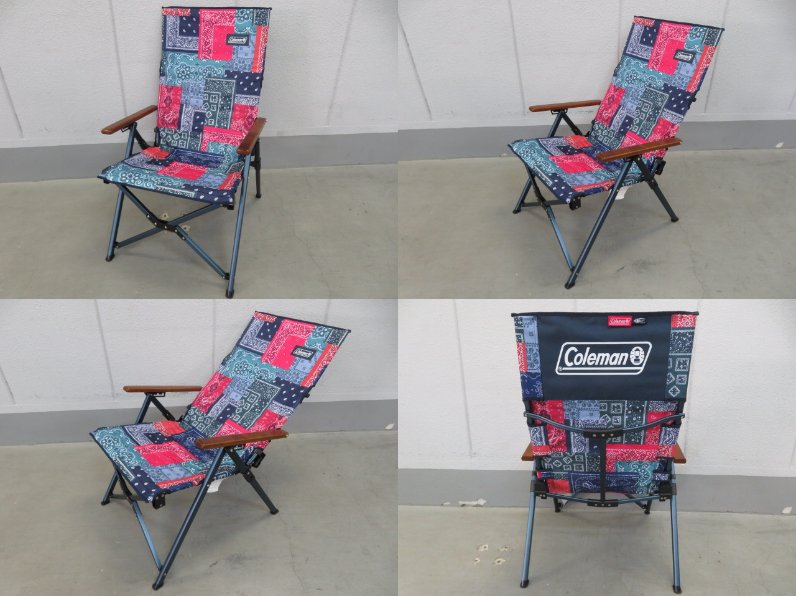 ビームス コールマンコラボバンダナ柄 アウトドアチェア 赤黒 ビームス
