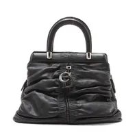 イヴサンローラン ミューズトゥ レザー ハンドバッグ ブラック