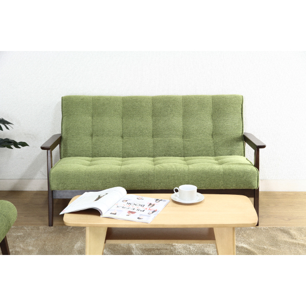 36％OFF】【送料無料】ファブリックソファ 2人掛け グリーン