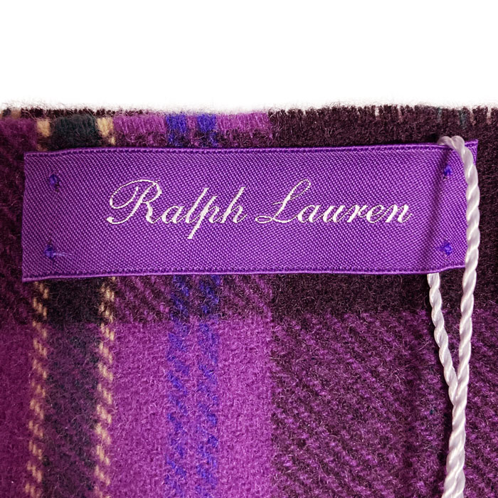 ラルフローレン パープルレーベル カシミア チェック柄 マフラー