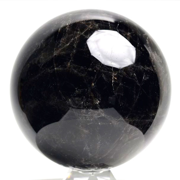天然 黒水晶（モリオン）丸玉 置物｜魔除けの代表石｜アップストーン