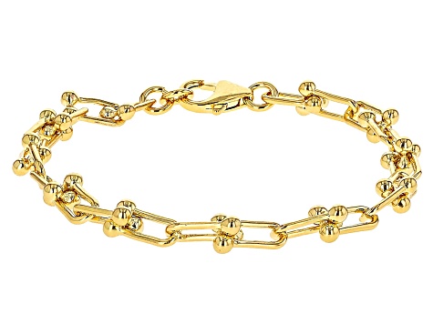 18k Yellow Gold Over Bronze 6mm Stirrup Briglia Bracelet - MA833 | JTV