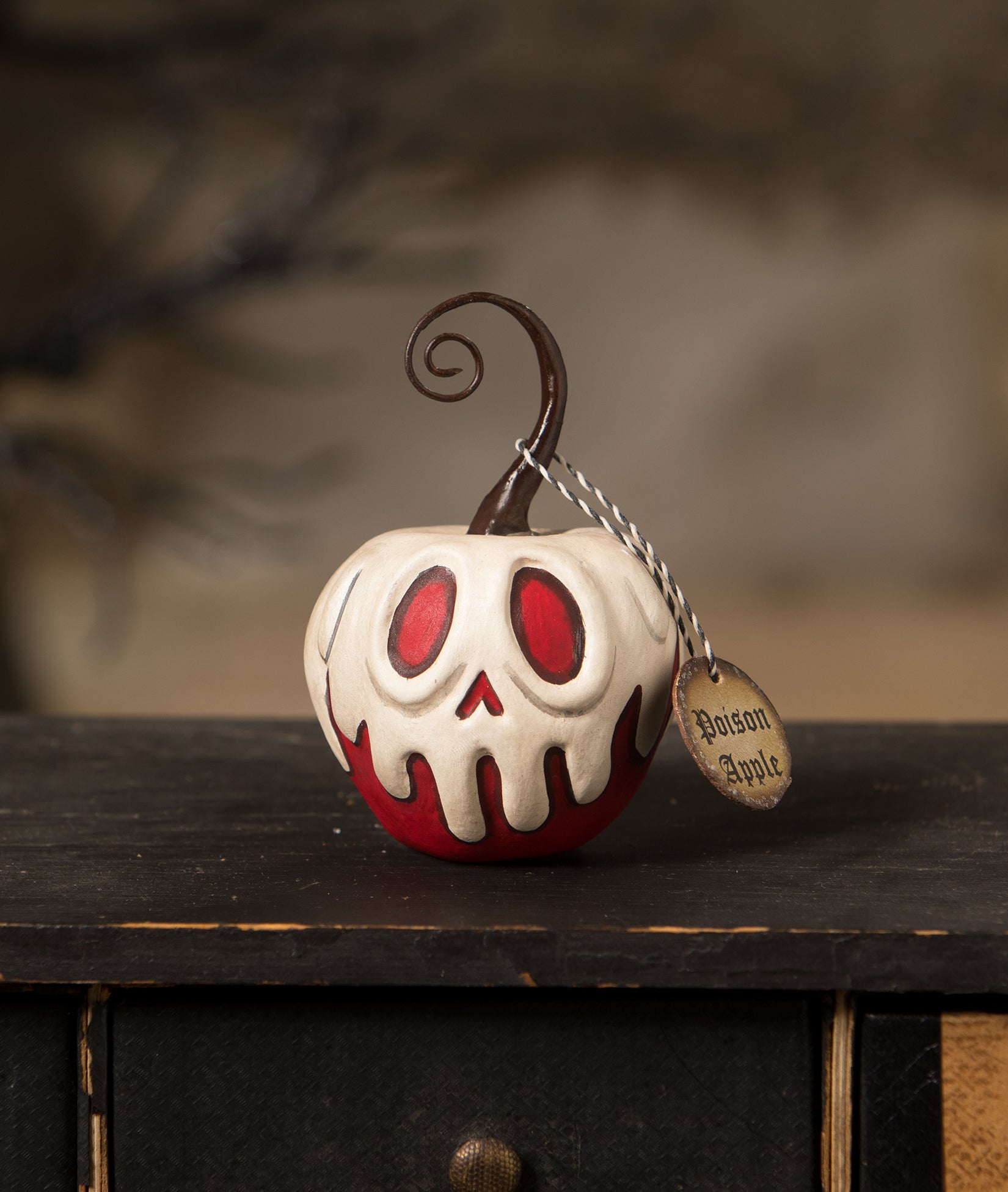 Red Apple With White Poison Ornament Mini - halloween | Bethany