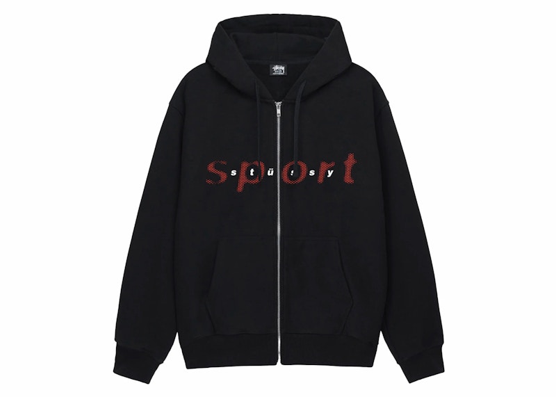 Stussy Dot Sport Zip Hoodie Black Men's - SS24 - US