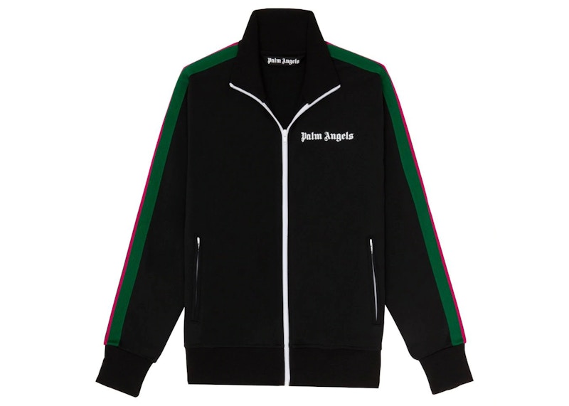Palm Angels College Zip Up Track Jacket Black/Green Men's - SS21 - US