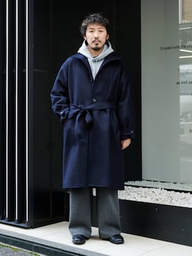Super140s マルチウェイ メルトンオーバーサイズスタンドコート / 保温