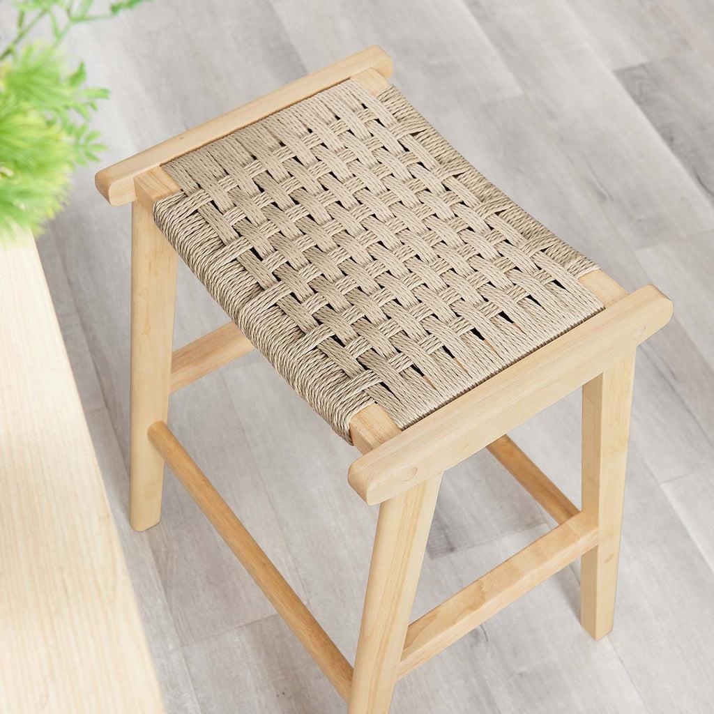 EEI6548NATNAT by Modway - Saoirse Woven Rope Wood Counter Stool