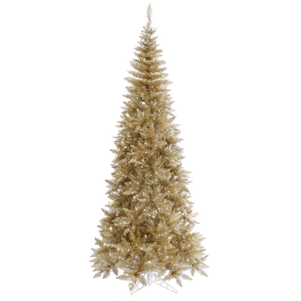 K166245 - Champagne Tinsel Slim Fir Christmas Tree