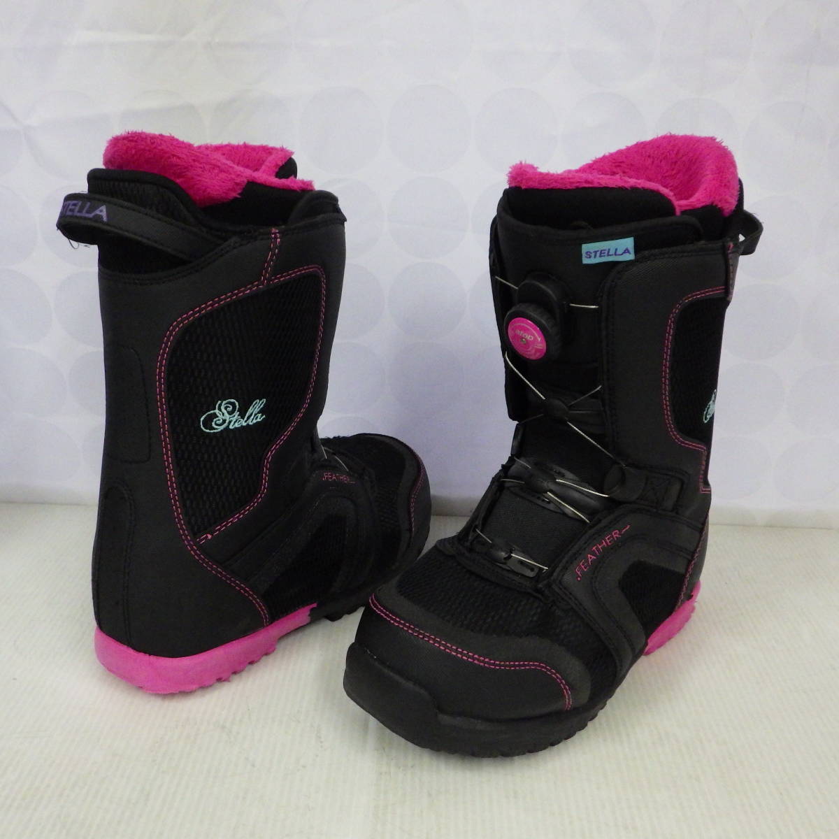 ♪STELLA/ステラ スノーボードブーツ FEATHER 24.5cm 黒/ピンク♪