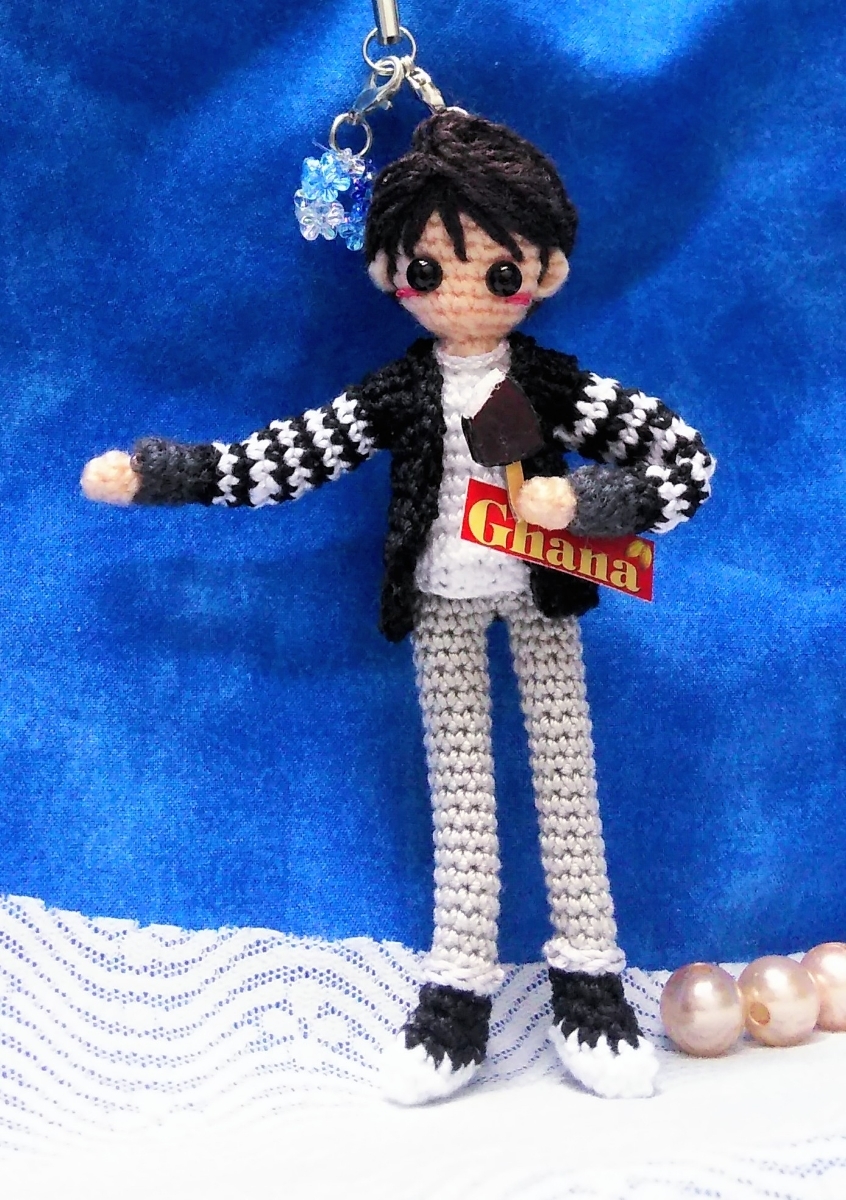 スケートの男の子、ハンドメイドあみぐるみ スケートの男の子