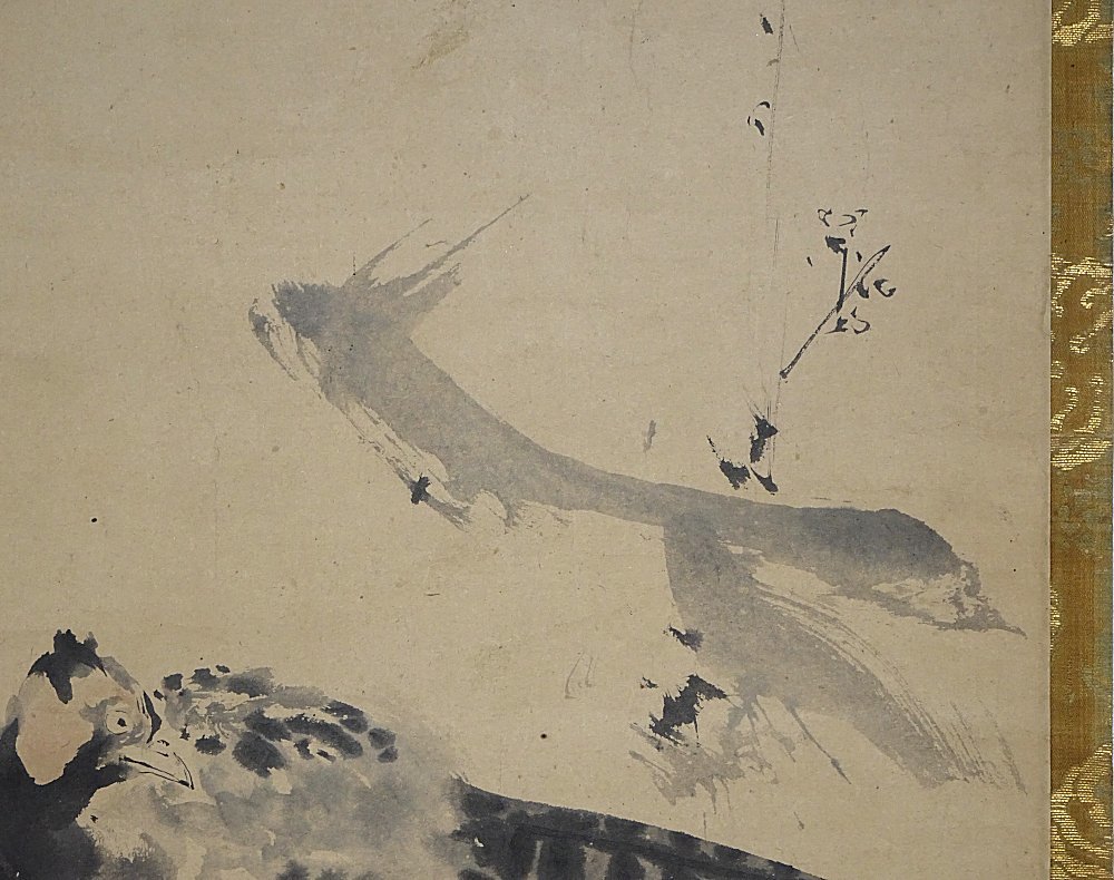 狩野探幽 水墨画 掛け軸 寿老人 骨董 紙本 【公式通販】