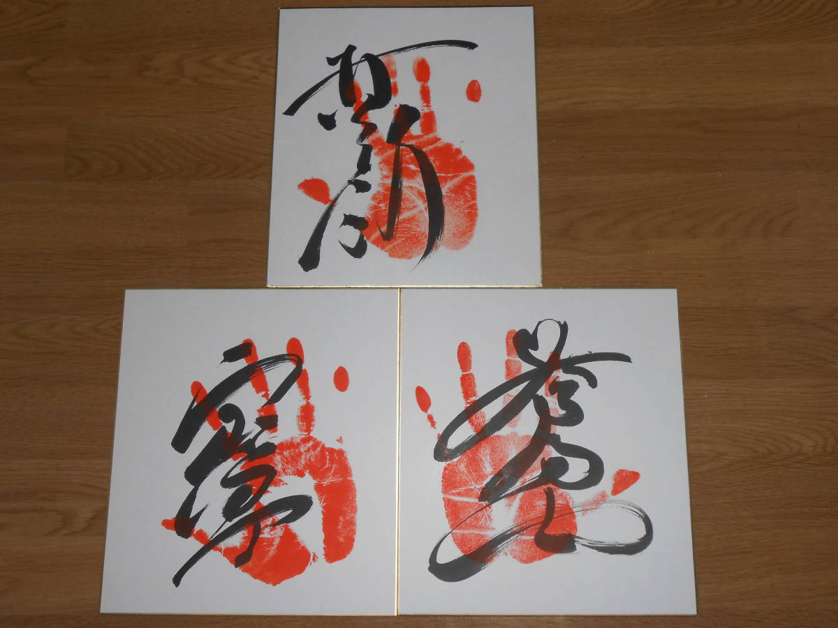 大相撲【横綱白鵬 】手形サイン(真筆、肉筆)落款入り色紙1枚、レア写真付き