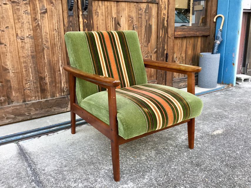 アンティーク】昭和レトロ オールドカリモク Kチェア 1シーター 古家具