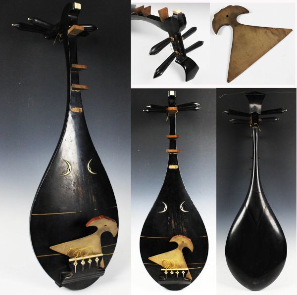 レア 筑前琵琶 四弦五柱 マンモス装飾 和楽器 弦楽器 琵琶楽器 筑前